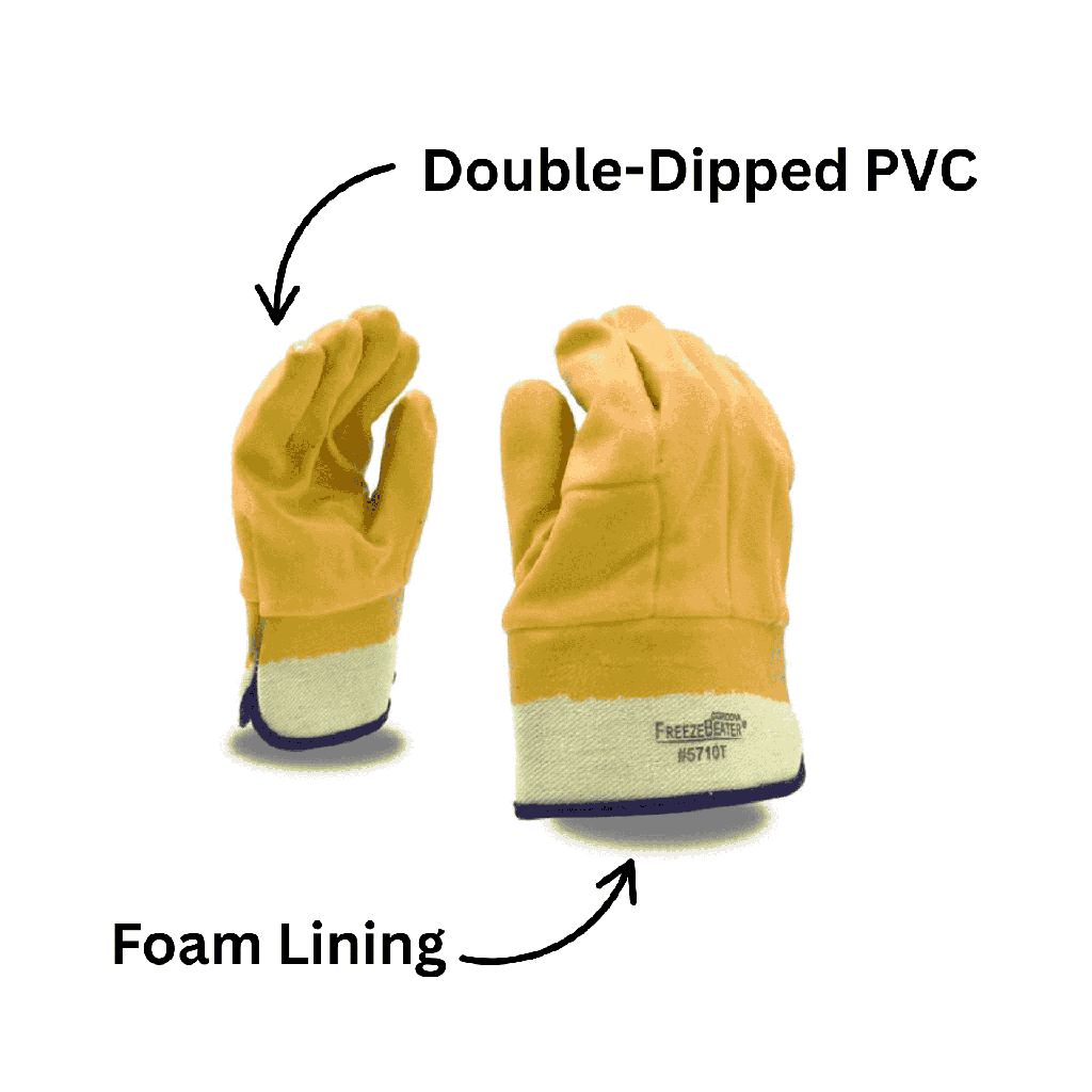 Insulated Work Glove - Freezebeater Foam Lined Double Dipped PVC