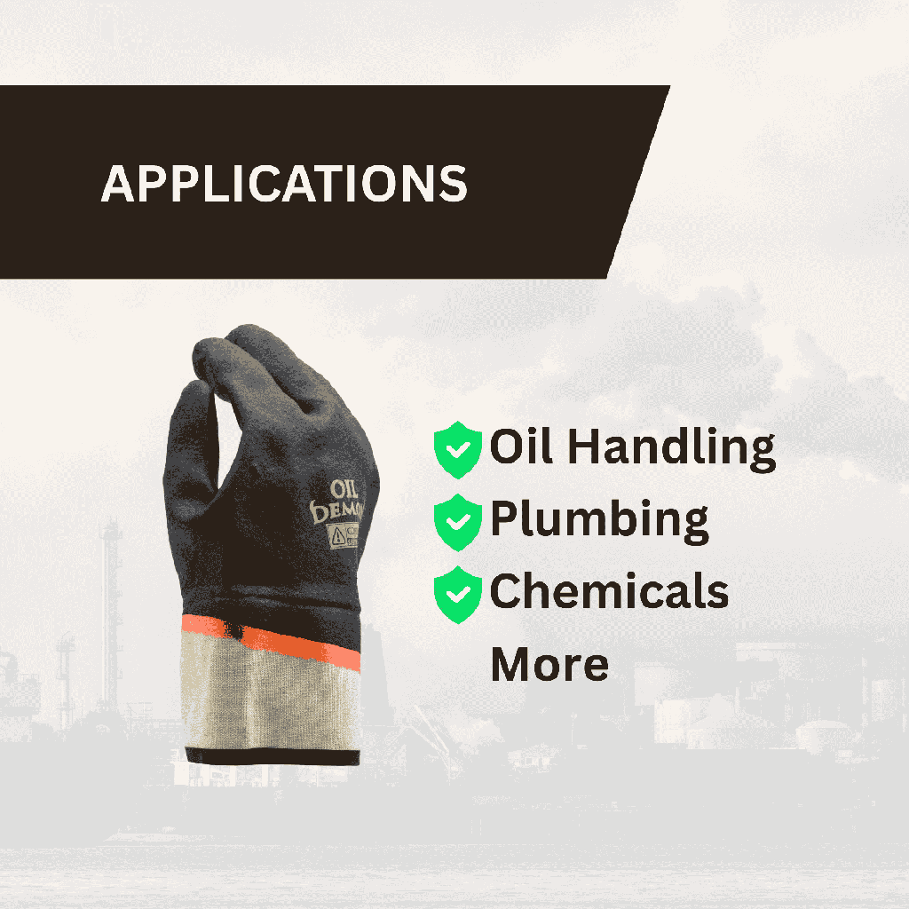 12 Pairs - Oil Demon Black PVC Gloves