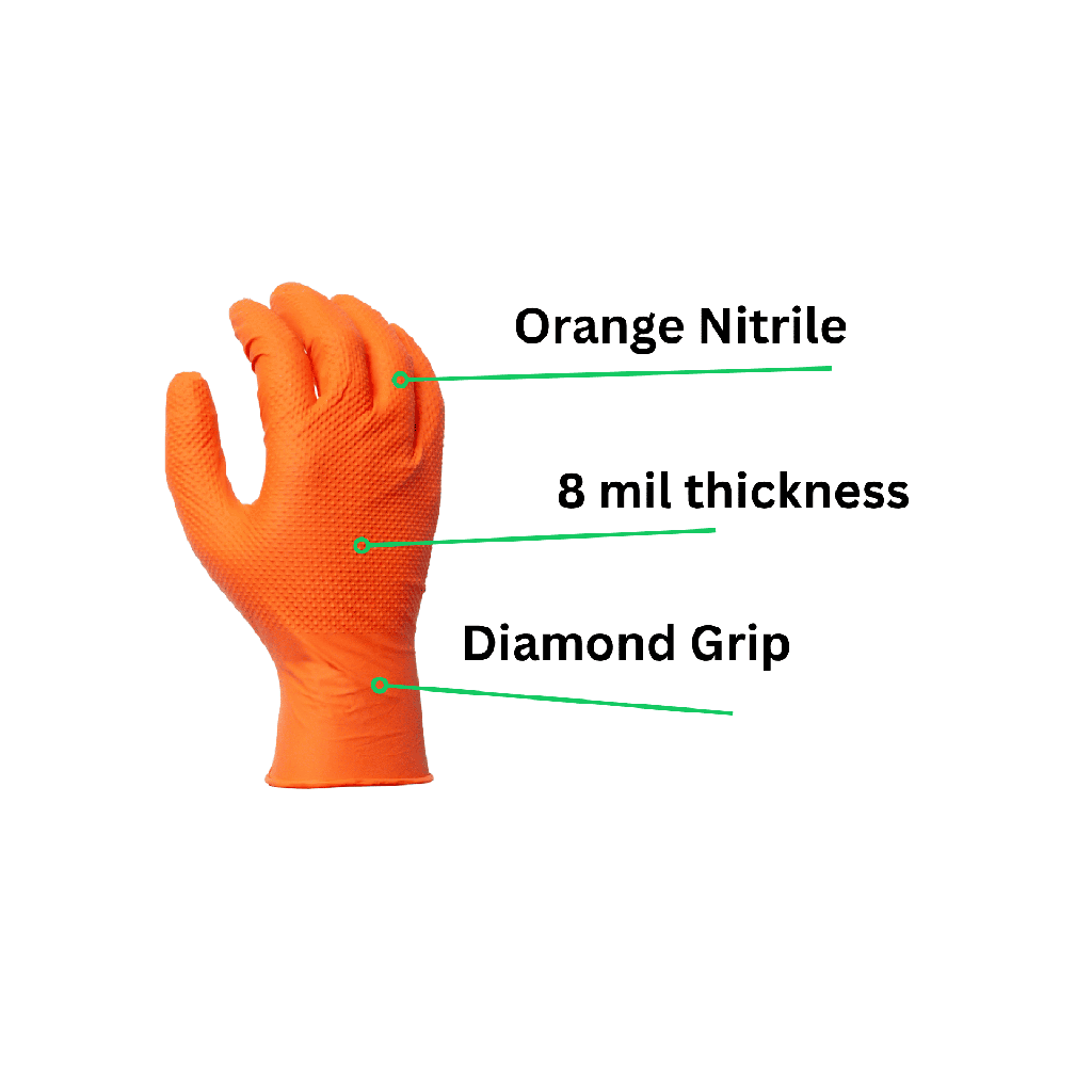 8 Mil Orange Diamond Grip Disposable