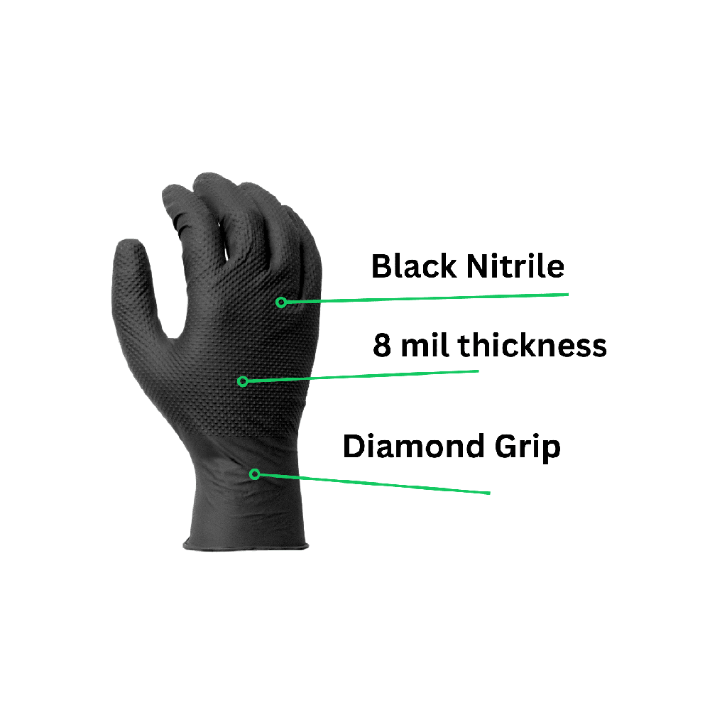 8 Mil Diamond Grip Black Disposable