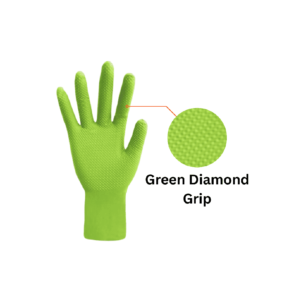 8 Mil Diamond Grip Green Disposable