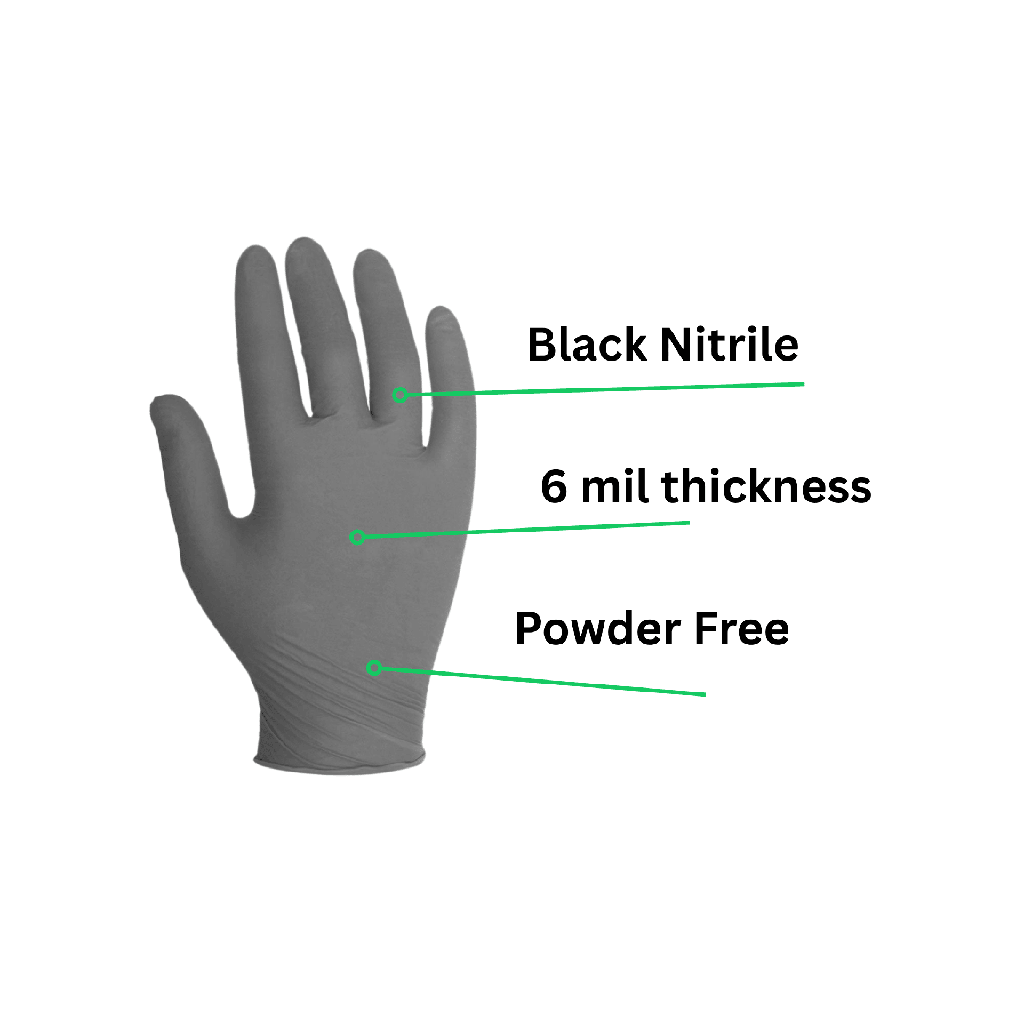 6 Mil Black Nitrile Disposable - Exam Rated