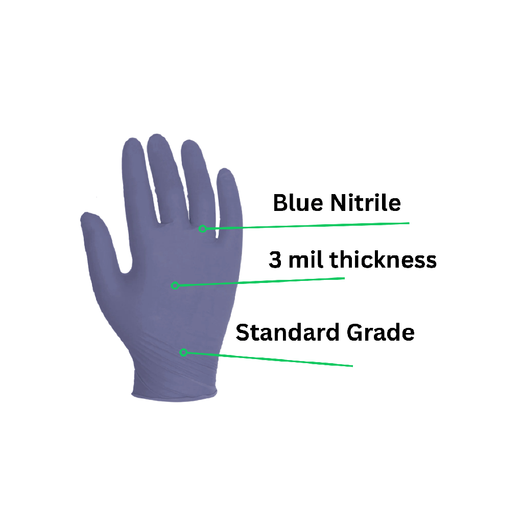 3 Mil Blue Nitrile Gloves - Exam Grade And Chemo Rated