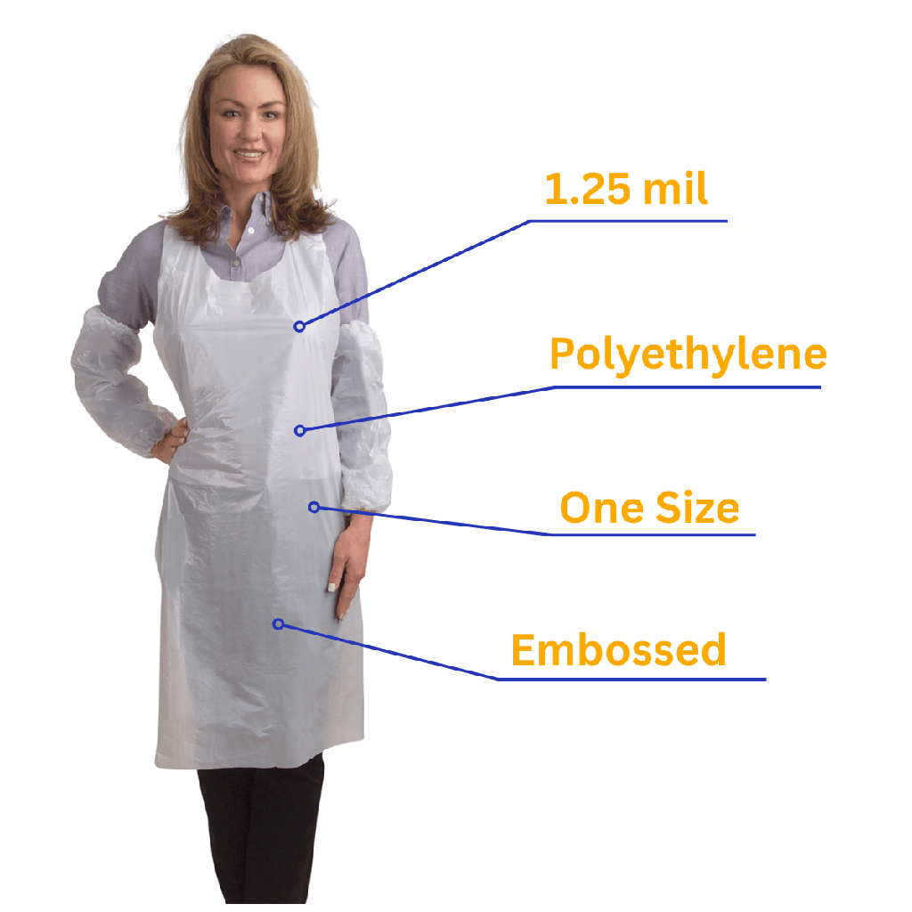 100 Pack Disposable Polyethylene Aprons, 1.25 Mil