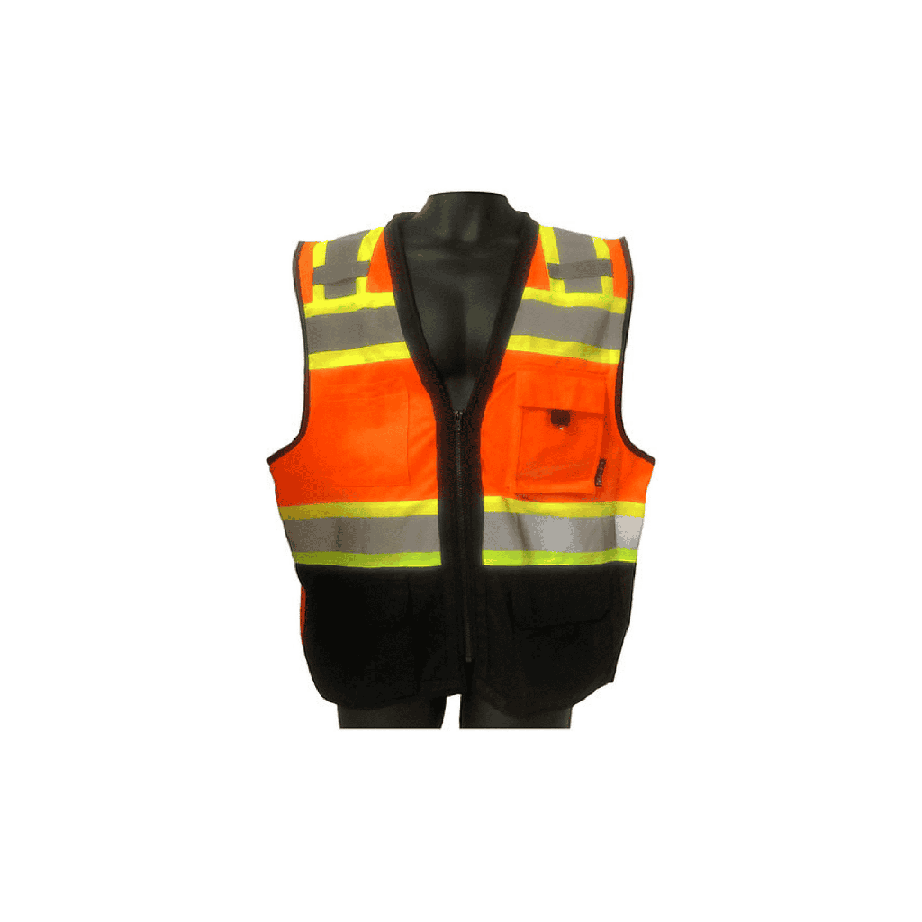 Type R Class 2 Hi Vis Orange Vest - Black Bottom and Mesh Back