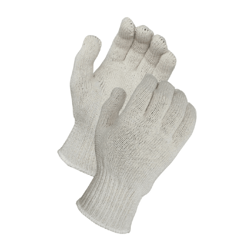 String Knit Gloves – Heavy Weight Natural White Cotton/Polyester for Durable Hand Protection