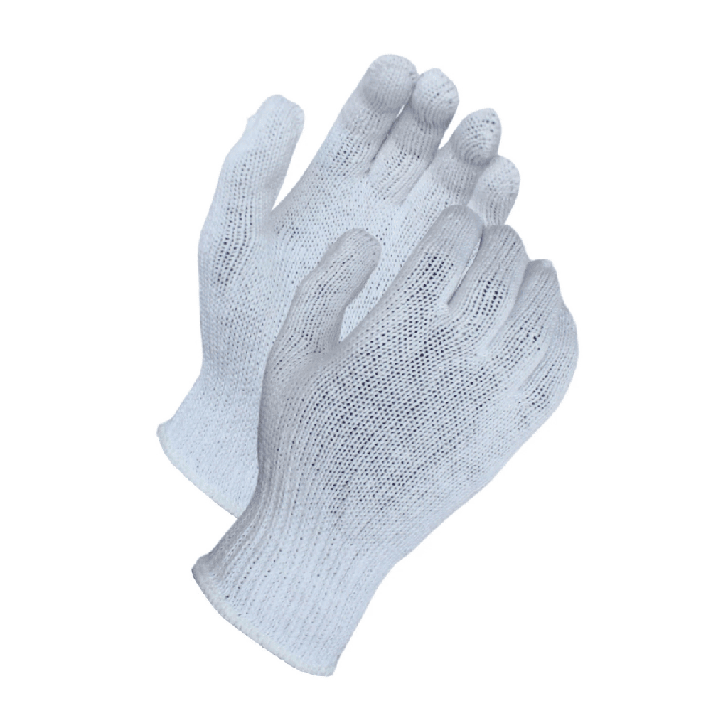 String Knit Gloves – Bleach White Cotton/Polyester Seamless Knit for Everyday Use