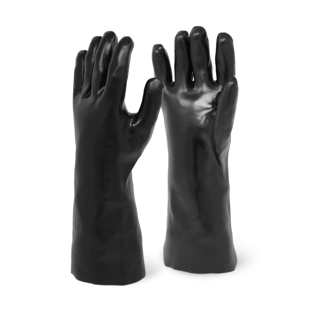 Single Pair - Chemical Resistant PVC Gloves - 14" Smooth Finish Black