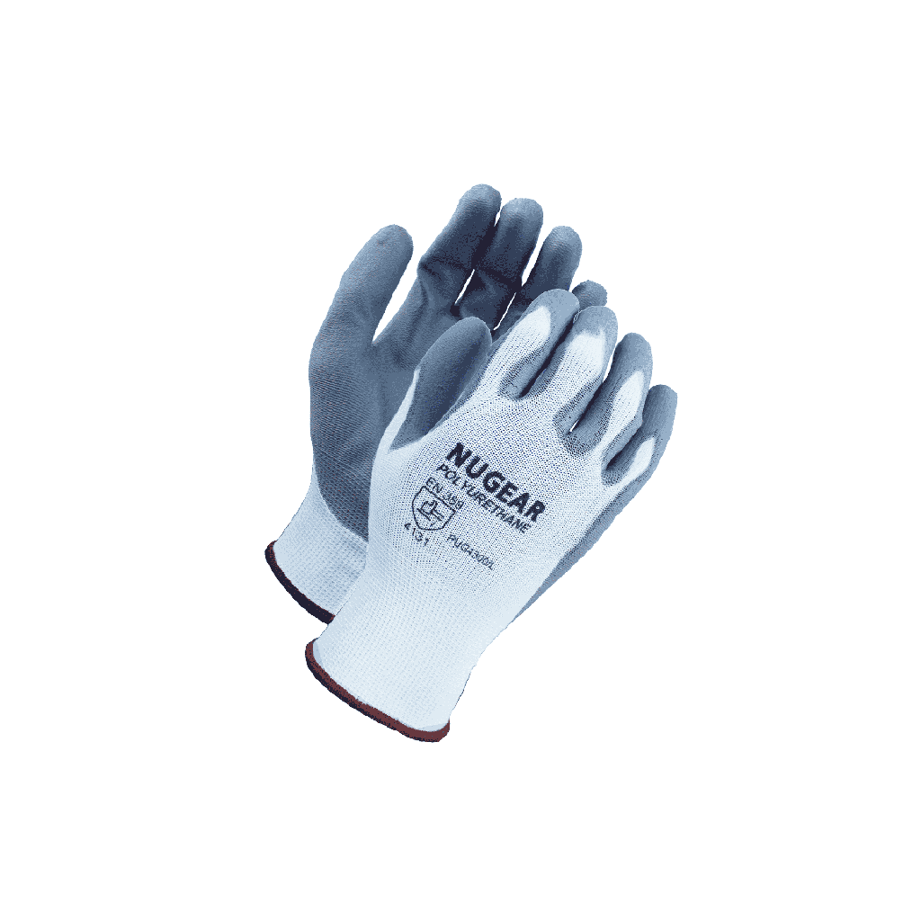 12 Pairs -White Polyurethane Coated Nylon Gloves