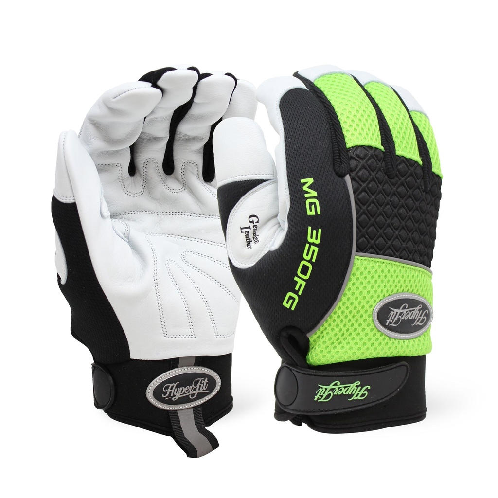 Single Pair - Perfect-Grip Hi-Vis Green Premium Goatskin Glove