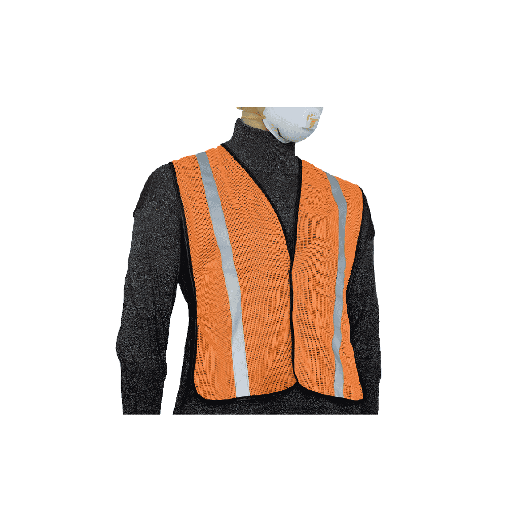 Hi-Vis Orange Mesh Safety Vest - One Size Fits All