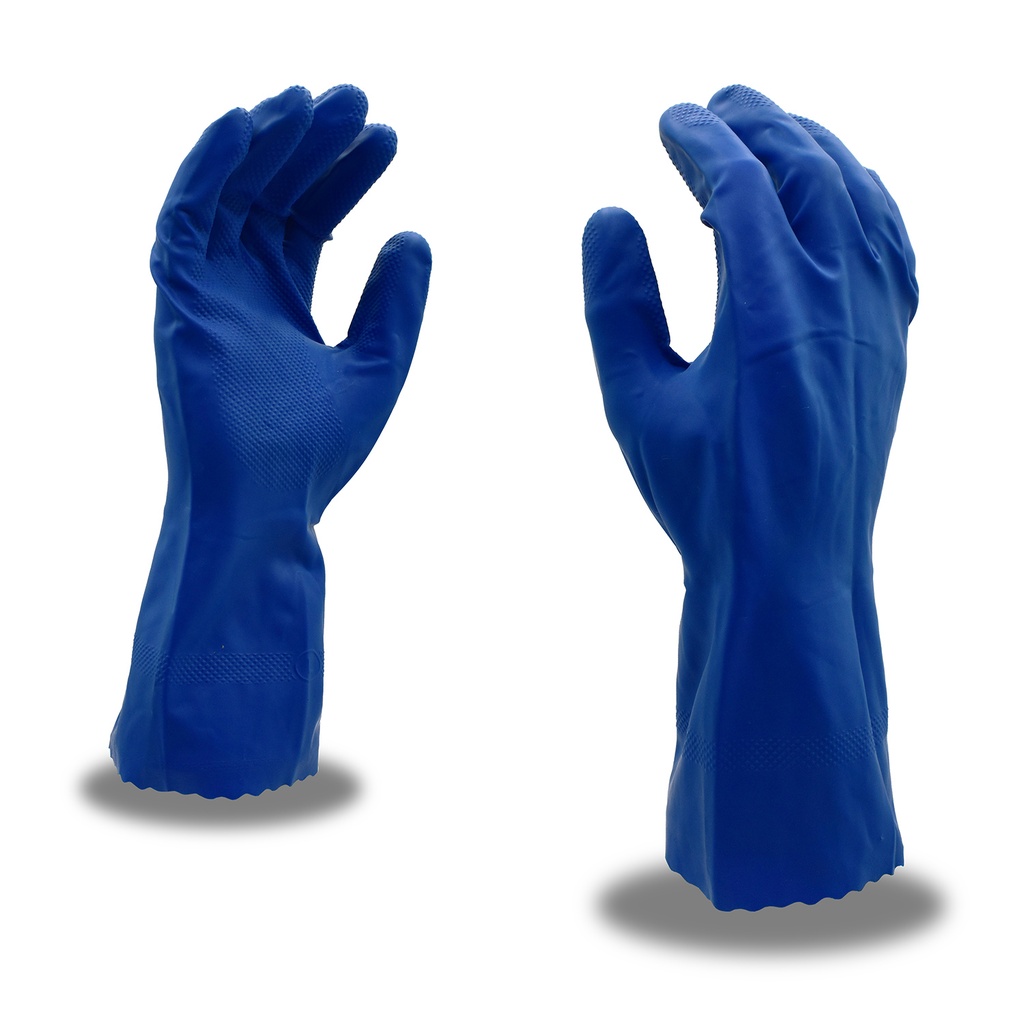 Latex Rubber Gloves – Blue 15 mil Flock Lined with Embossed Grip