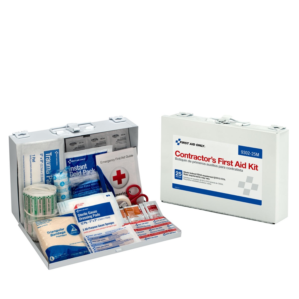 25 Person Contractor's Emergency First Aid Kit, Metal Case