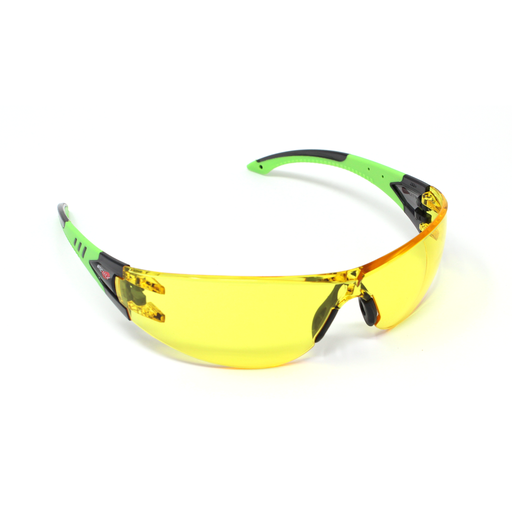 [130A] Optic Max 130 Series - Rubber Temple Amber Lens Safety Glasses
