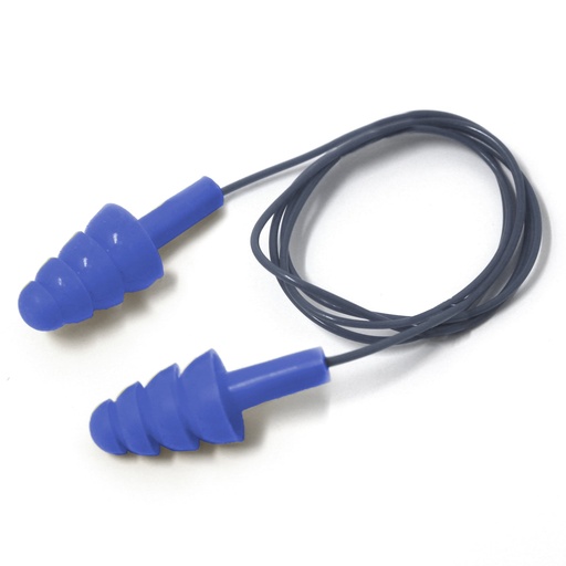 [C210B] Metal Detectable Corded Blue 4-Layer Air Cushioned TPR Earplugs