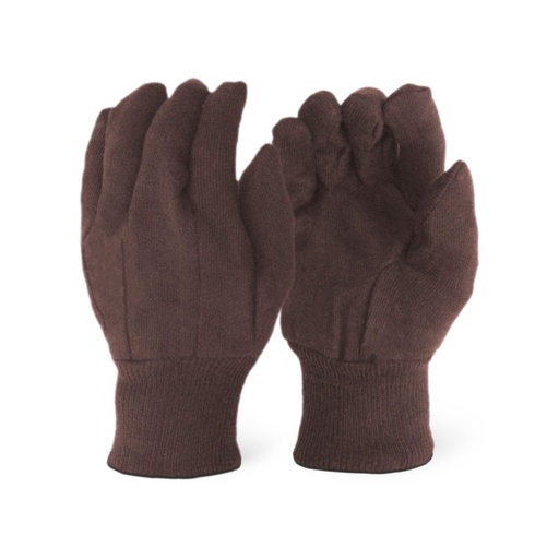 100% Cotton Brown Jersey Gloves