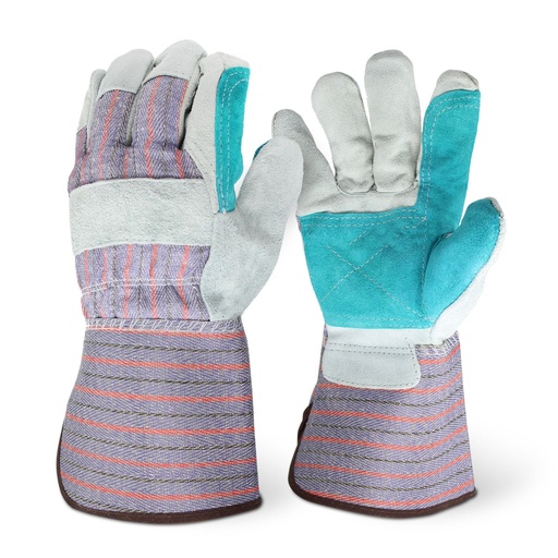 [1034/L-Dozen] 12 Pairs - Shoulder Split Double Palm Gauntlet Cuff Gloves