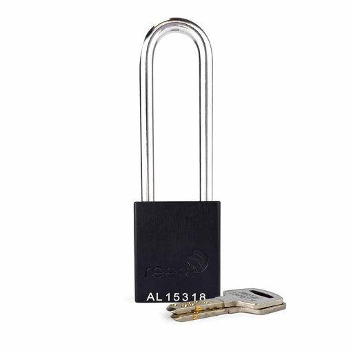 [AL38BLKLONG] Black REECE Aluminum Long Safety Padlock KTD