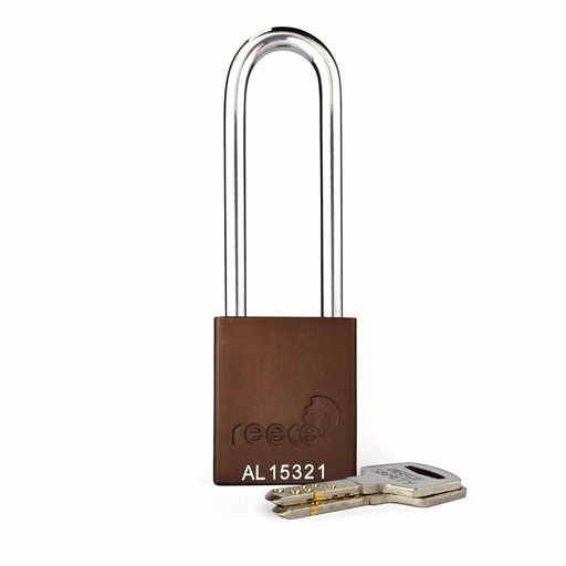 [AL38BRNLONG] Brown REECE Aluminum Safety Long Padlock KTD