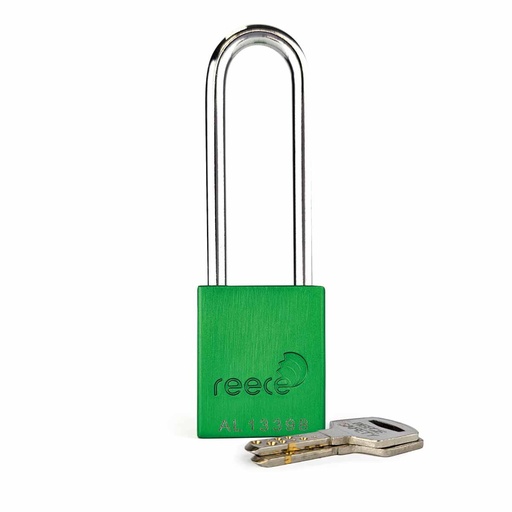 [AL38GRNLONG] Green REECE Aluminum Safety Long Padlock KTD