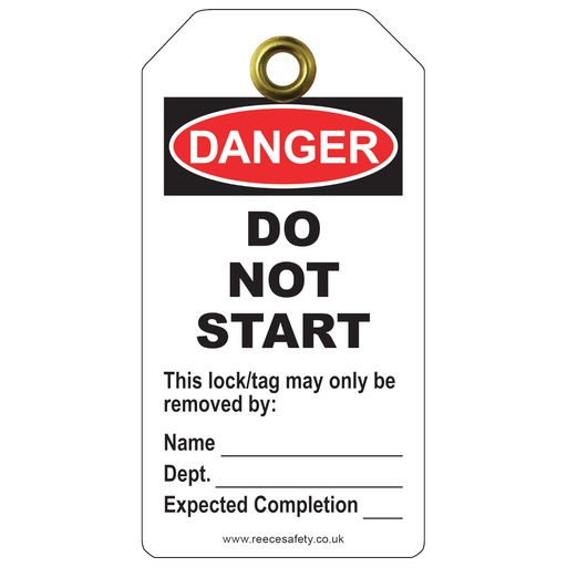 [RLTT52] REECE  Danger Do Not Start Tough Tag (Pack of 10)