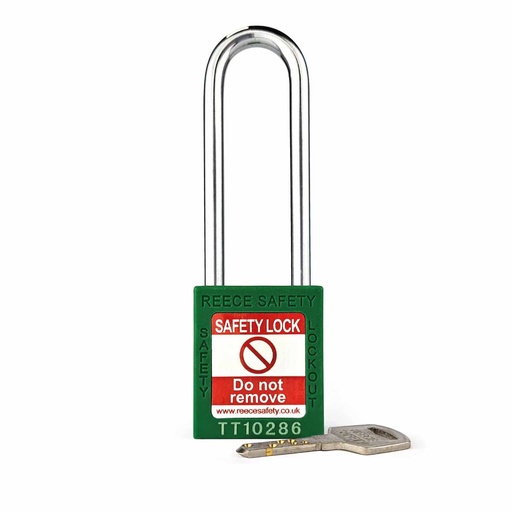 [TT38GRNLONG] Green REECE Nylon Safety Long Padlock KTD