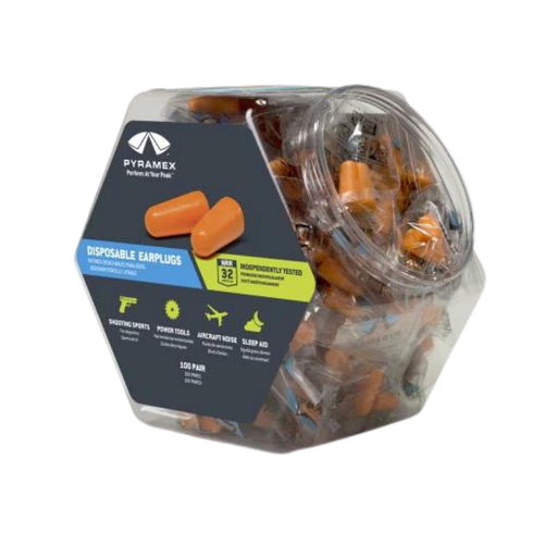 [PYDP1000BN] 100 pair Uncorded Taper Fit Disposable Earplug in Bin