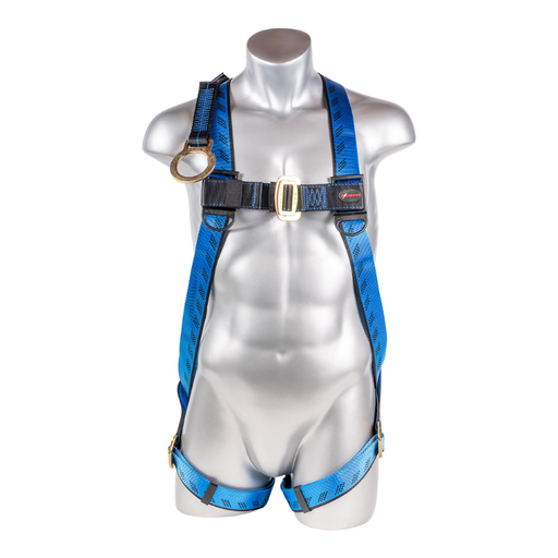 [UFH10102P(S-L)] 3-Point Full Body Harness, Dorsal D-ring with Sewn In 18” Extension O-Ring, MB Legs (ANSI)