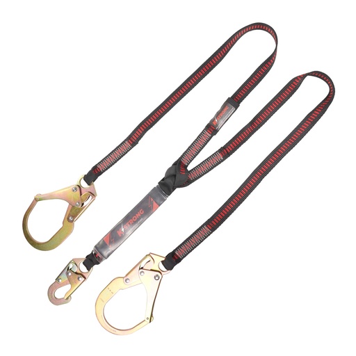[UFL201131] 6 ft. Twin leg 100% tie-off Clear pack design shock absorbing lanyard with snap hook and rebar hooks (ANSI)