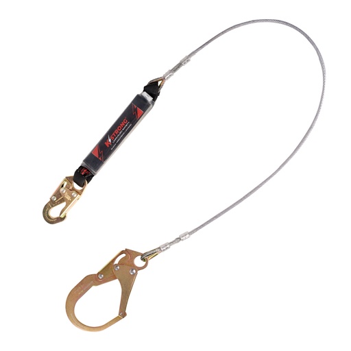 [UFL201611] 6 ft. Leading Edge (LE) Rated Clear Pack Design shock absorbing coated wire lanyard with snap hook and rebar hook (ANSI)