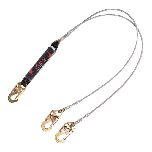[UFL201621] 6 ft. Leading Edge (LE) Rated Twin Leg 100% Tie-off Clear Pack Design shock absorbing coated wire lanyard with Snap Hooks. (ANSI)