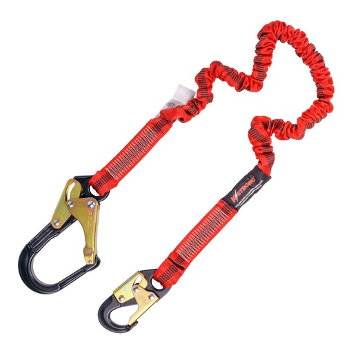 [UFL206214] 6 ft. Elasticated Design Shock Absorbing Lanyard with Aluminum Snap Hook and Aluminum Rebar Hook (ANSI)