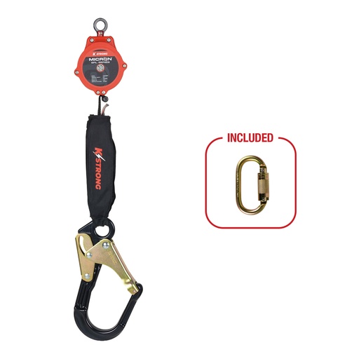 [UFS356002] 6 ft. Micron™ SRL with Large Aluminum Rebar Hook with Steel ANSI Gate (ANSI) – Harness Connector Included