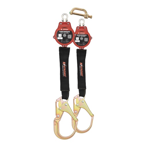 [UFS394006D] 6 ft. Arc Flash Rated SRL with Steel Rebar Hooks (ANSI) – Dual dorsal connector included
