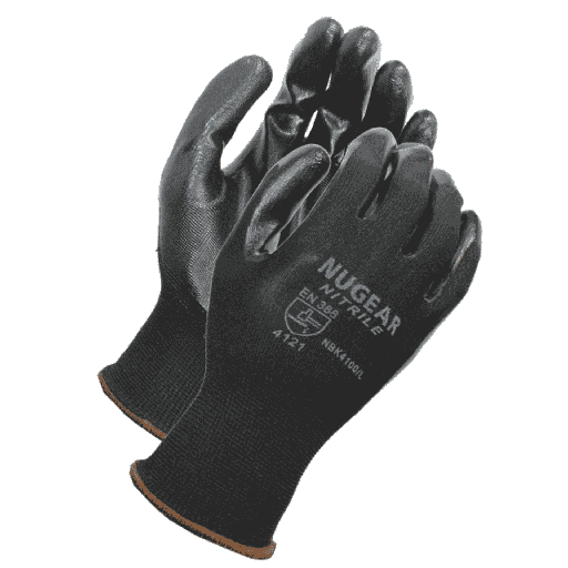 12 Pairs - Nugear Black Nitrile Coated Grip Work Glove
