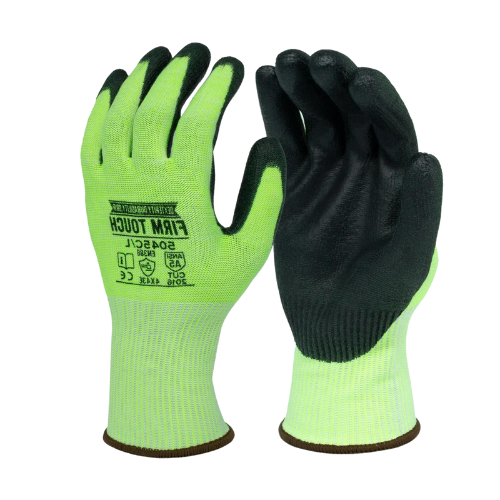 Single Pair - A5 Green PU Palm Coated Cut Resistant Gloves