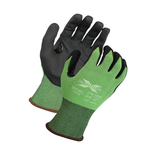 Single Pair - A4 Green Nitrile Palm Coated Cut Resistant Gloves