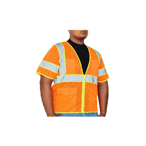 Class 3 Mesh Reflective Vest w/Sleeves (Multi-Pockets)