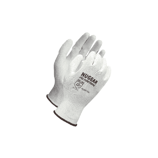 12 Pairs -White Polyurethane Coated Nylon Gloves