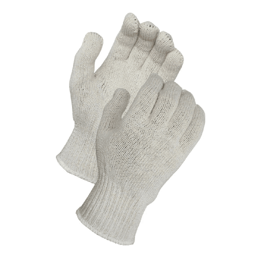 String Knit Gloves – Medium Weight Natural White Cotton/Polyester for Flexible Protection