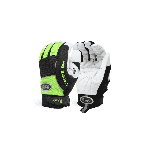 Single Pair - Perfect-Grip Hi-Vis Green Premium Goatskin Mechanic Glove