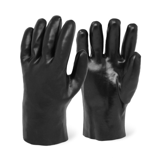 [7010 - Pair] Chemical Resistant PVC Glove - 10" Black Smooth Finish