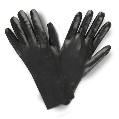 [7012 - Single Pair] Chemical Resistant PVC Glove – 12" Black Smooth Finish
