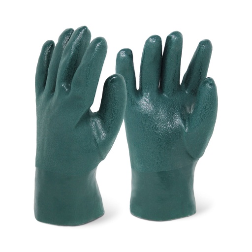 [7210 - Pair] Chemical Resistant PVC Gloves - 10" Sandy Green Finish