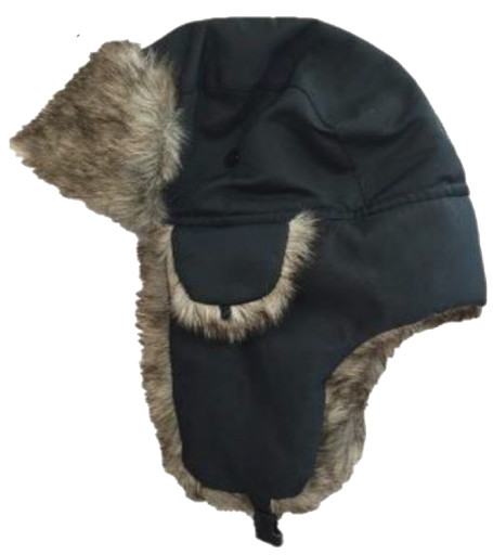 [3571BK] Black Trooper Hat with Faux Fur