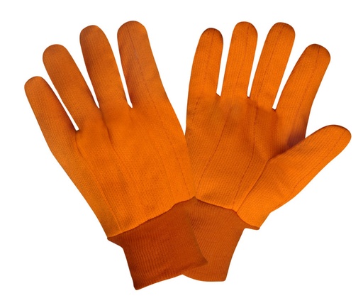 [2800CD-Dozen] 12 Pairs - Hi-Vis Orange Double Palm Canvas Gloves