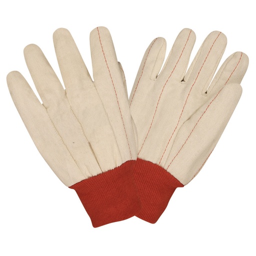 [24101-Dozen] 12 Pairs - Nap-In, Double Palm, Knit Wrist, Canvas Gloves