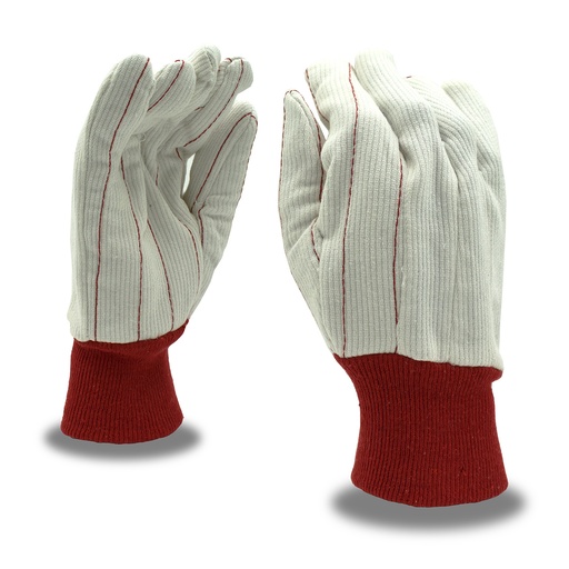 [2435CDR-Dozen] 12 Pairs - Corded, Knit Wrist, Double Palm, Canvas Gloves