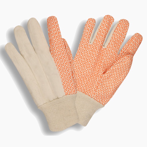 [2680-Dozen] 12 Pairs - Hi-Vis Orange Dotted Cotton 8 oz Knit Wrist Canvas