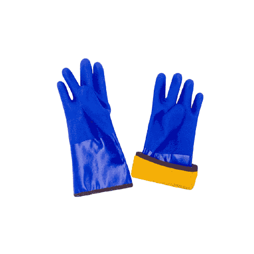 [7550 - Pair] Insulated Gloves - Triple Coated Blue PVC Chemical Resistance